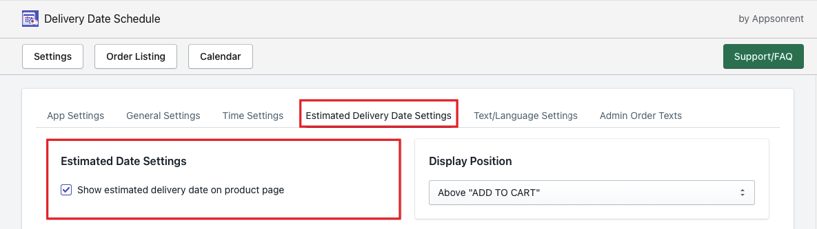 Enable/Disable Estimate Delivery Date